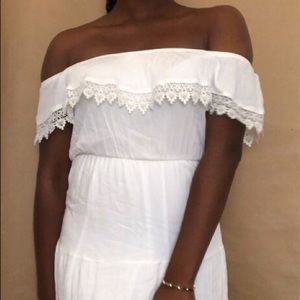 Off the shoulder white dress